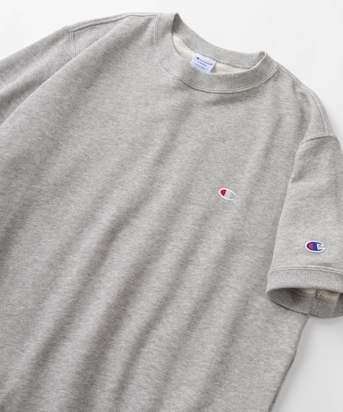 Champion(チャンピオン)の「【Champion/チャンピオン】ルーズシルエット ブランドロゴ ワンポイント刺繍 半袖スウェット/半袖カットソー(スウェット・レディース・オートミール/ホワイト/ネイビー/グレー/ブラック・M/L/XL)」の3枚目の写真