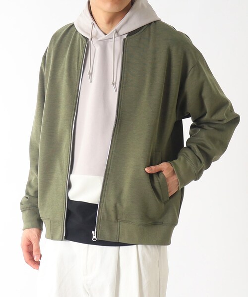 THE SHOP TK （ザ ショップ ティーケー ）の「◆【洗濯機洗い可】ダブルフェイスポンチニットリブMA-1（ブルゾン・メンズ・カーキ/サンドベージュ/ネイビー・02/03）」の16枚目の写真