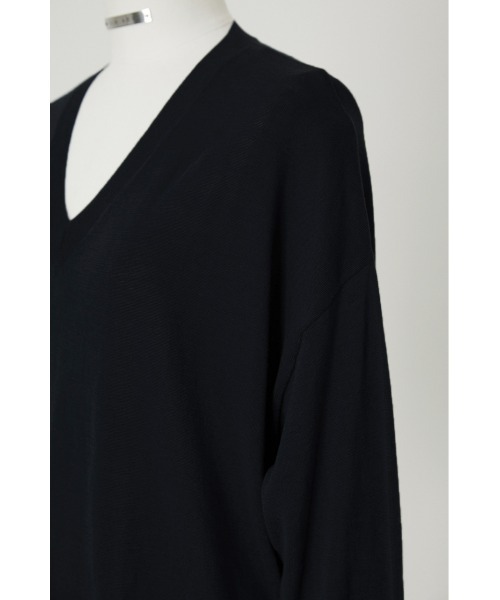トップス RIM.ARK V-neck big knit PO charcoal RIM.ARK | Open collar rib knit tops (KNITWEAR ) |RIM.ARK