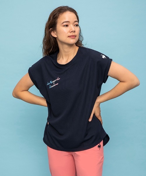 le coq sportif(ルコックスポルティフ)の「接触涼感フレンチスリーブTシャツ(Tシャツ/カットソー・レディース・ホワイト/サックスブルー/ネイビー・M/L/XL/S)」の1枚目の写真