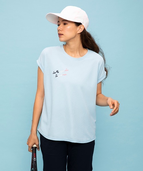 le coq sportif(ルコックスポルティフ)の「接触涼感フレンチスリーブTシャツ(Tシャツ/カットソー・レディース・ホワイト/サックスブルー/ネイビー・M/L/XL/S)」の14枚目の写真