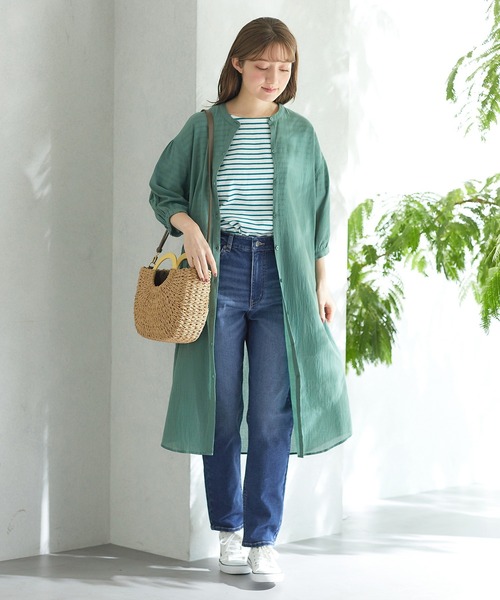 Honeys（ハニーズ）の「デニムテーパード（股下７０ｃｍ）（デニムパンツ・レディース・ワンウォッシュ/ライトインディゴブルー・S/M/L/LL）」の10枚目の写真