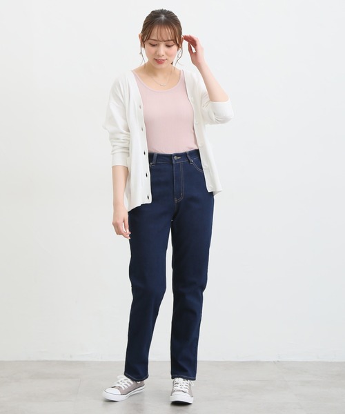 Honeys（ハニーズ）の「デニムテーパード（股下７０ｃｍ）（デニムパンツ・レディース・ワンウォッシュ/ライトインディゴブルー・S/M/L/LL）」の11枚目の写真