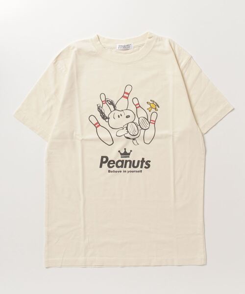 PEANUTS（ピーナッツ）の「PEANUTS スヌーピー スポーツイラスト　ピグメント加工 半袖Tシャツ（Tシャツ/カットソー・レディース・カーキ系3/カーキ系5/ネイビー系1/ネイビー/カーキ系/カーキ系1/カーキ系2/カーキ系4/ネイビー系/ネイビー系2/カーキ系6/ネイビー系3/ネイビー系4/ネイビー系5/ネイビー系6/カーキ/ホワイト系/ホワイト系2/ホワイト系1/ホワイト系6/ホワイト系5/ホワイト系3/ホワイト系4/ホワイト/オレンジ系3/オレンジ系/サックスブルー系/オレンジ/オレンジ系1/サックスブルー系1/オレンジ系2/サックスブルー系2/サックスブルー/サックスブルー系3/オレンジ系4/サックスブルー系4/オレンジ系5/オレンジ系6/サックスブルー系6/サックスブルー系5/アイボリー系3/アイボリー系6/アイボリー系4/アイボリー系2/アイボリー系1/アイボリー系/アイボリー系5/アイボリー・M/3L/LL/4L/S/L）」の15枚目の写真
