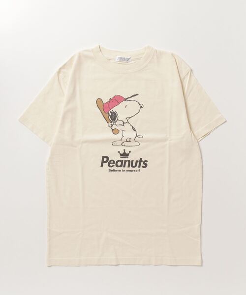 PEANUTS（ピーナッツ）の「PEANUTS スヌーピー スポーツイラスト　ピグメント加工 半袖Tシャツ（Tシャツ/カットソー・レディース・カーキ系3/カーキ系5/ネイビー系1/ネイビー/カーキ系/カーキ系1/カーキ系2/カーキ系4/ネイビー系/ネイビー系2/カーキ系6/ネイビー系3/ネイビー系4/ネイビー系5/ネイビー系6/カーキ/ホワイト系/ホワイト系2/ホワイト系1/ホワイト系6/ホワイト系5/ホワイト系3/ホワイト系4/ホワイト/オレンジ系3/オレンジ系/サックスブルー系/オレンジ/オレンジ系1/サックスブルー系1/オレンジ系2/サックスブルー系2/サックスブルー/サックスブルー系3/オレンジ系4/サックスブルー系4/オレンジ系5/オレンジ系6/サックスブルー系6/サックスブルー系5/アイボリー系3/アイボリー系6/アイボリー系4/アイボリー系2/アイボリー系1/アイボリー系/アイボリー系5/アイボリー・M/3L/LL/4L/S/L）」の16枚目の写真