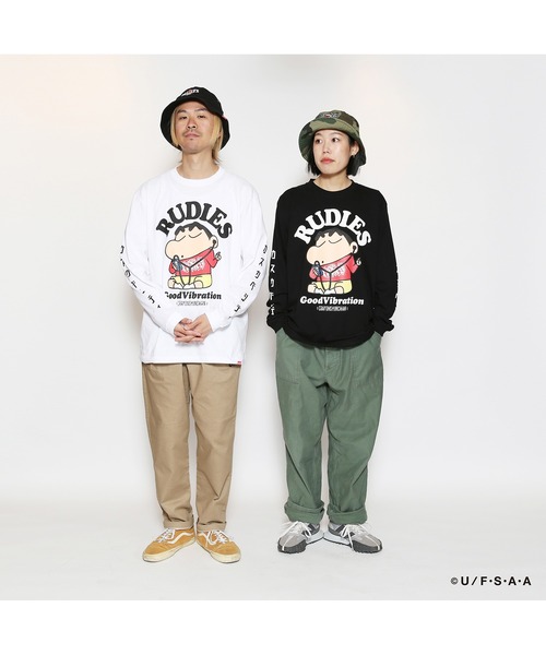 RUDIE'S(ルーディーズ)の「RUDIE'SxCRAYON SHINCHAN GOOD MUSIC LS TEE /ルーディーズ クレヨンしんちゃん グッド ミュージック ロングスリーブ Tシャツ(Tシャツ/カットソー・メンズ・ブラック/ホワイト・M/XL/S/L/XXL)」の5枚目の写真