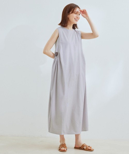 Jayro(ジャイロ)の「綿麻サイドオープンノースリブワンピース(ワンピース・レディース・ブラウン系その他2/ラベンダー/グレー系その他・M)」の2枚目の写真