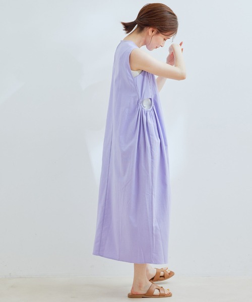 Jayro(ジャイロ)の「綿麻サイドオープンノースリブワンピース(ワンピース・レディース・ブラウン系その他2/ラベンダー/グレー系その他・M)」の6枚目の写真