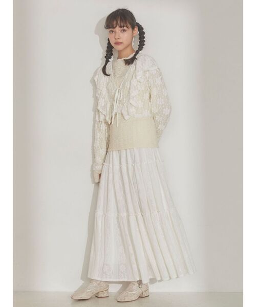 merry jenny（メリージェニー）の「クロシェレースティアードスカート（スカート・レディース・オフホワイト/ブラック・FREE）」の5枚目の写真
