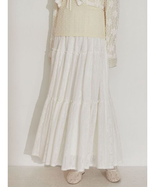 merry jenny（メリージェニー）の「クロシェレースティアードスカート（スカート・レディース・オフホワイト/ブラック・FREE）」の7枚目の写真