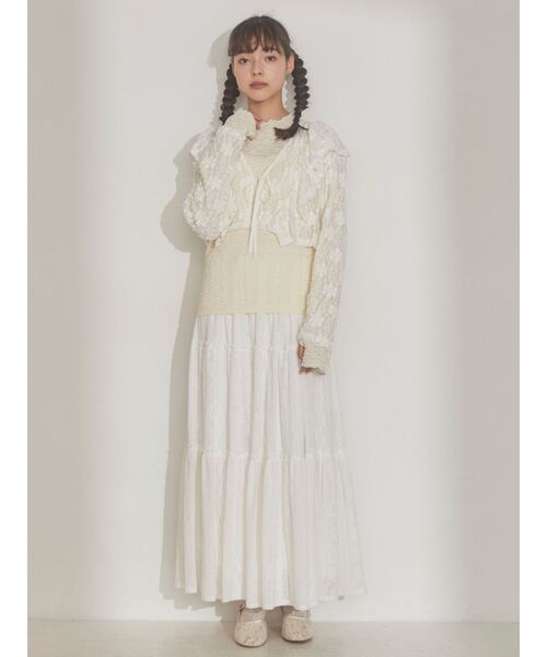 merry jenny（メリージェニー）の「クロシェレースティアードスカート（スカート・レディース・オフホワイト/ブラック・FREE）」の10枚目の写真
