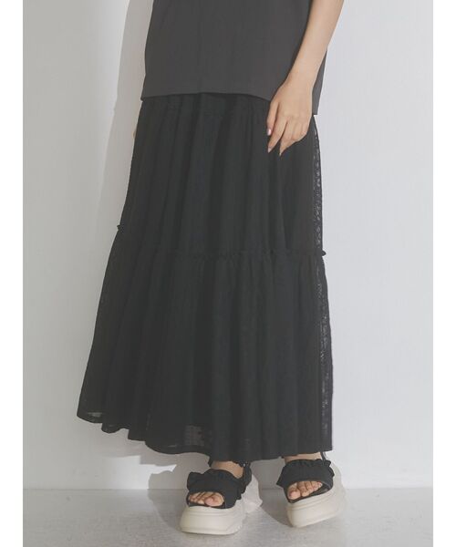 merry jenny（メリージェニー）の「クロシェレースティアードスカート（スカート・レディース・オフホワイト/ブラック・FREE）」の11枚目の写真