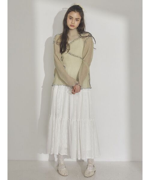 merry jenny（メリージェニー）の「クロシェレースティアードスカート（スカート・レディース・オフホワイト/ブラック・FREE）」の12枚目の写真