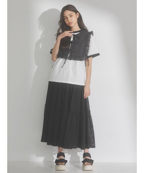 merry jenny（メリージェニー）の「クロシェレースティアードスカート（スカート・レディース・オフホワイト/ブラック・FREE）」の8枚目の写真