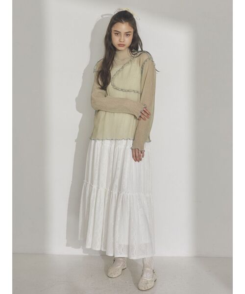 merry jenny（メリージェニー）の「クロシェレースティアードスカート（スカート・レディース・オフホワイト/ブラック・FREE）」の14枚目の写真
