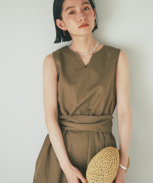 RIVE DROITE(リヴドロワ)の「1枚で着映えする/リネンコットンノースリワンピース(ワンピース・レディース・ブラック/ブラウン/レッド・FREE)」の9枚目の写真