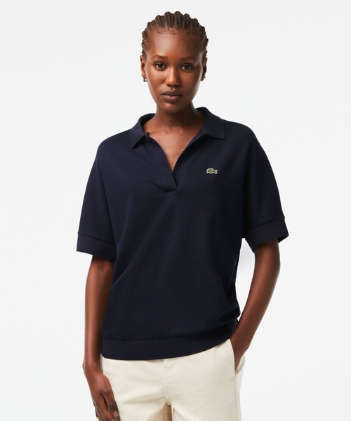 LACOSTE(ラコステ)の「リラックスフィットピケポロシャツ(半袖)(ポロシャツ・レディース・ベビーピンク/ブラック/ホワイト/ネイビー・M/S/XS/L)」の3枚目の写真