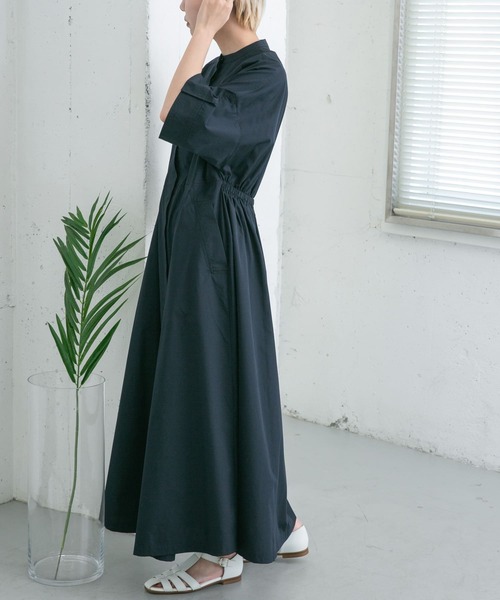 KBF(ケイビーエフ)の「フロントタックバンドカラーシャツワンピース(ワンピース・レディース・ブラウン系その他/オフホワイト/ネイビー・ONE)」の7枚目の写真