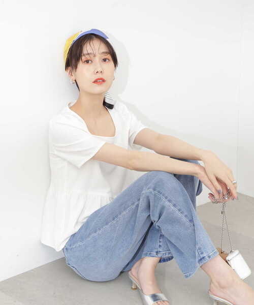 N.（N. Natural Beauty Basic）（エヌエヌナチュラルビューティーベーシック）の「◆スクエアネックペプラムブラウス（シャツ/ブラウス・レディース・ブルー/ネイビー/オフホワイト・MEDIUM）」の20枚目の写真