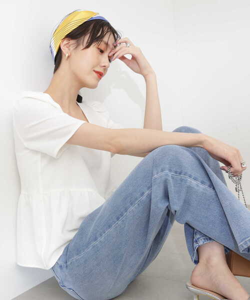 N.（N. Natural Beauty Basic）（エヌエヌナチュラルビューティーベーシック）の「◆スクエアネックペプラムブラウス（シャツ/ブラウス・レディース・ブルー/ネイビー/オフホワイト・MEDIUM）」の21枚目の写真