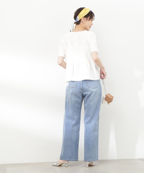 N.（N. Natural Beauty Basic）（エヌエヌナチュラルビューティーベーシック）の「◆スクエアネックペプラムブラウス（シャツ/ブラウス・レディース・ブルー/ネイビー/オフホワイト・MEDIUM）」の6枚目の写真