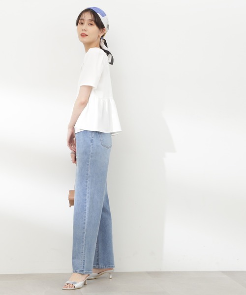 N.（N. Natural Beauty Basic）（エヌエヌナチュラルビューティーベーシック）の「◆スクエアネックペプラムブラウス（シャツ/ブラウス・レディース・ブルー/ネイビー/オフホワイト・MEDIUM）」の14枚目の写真