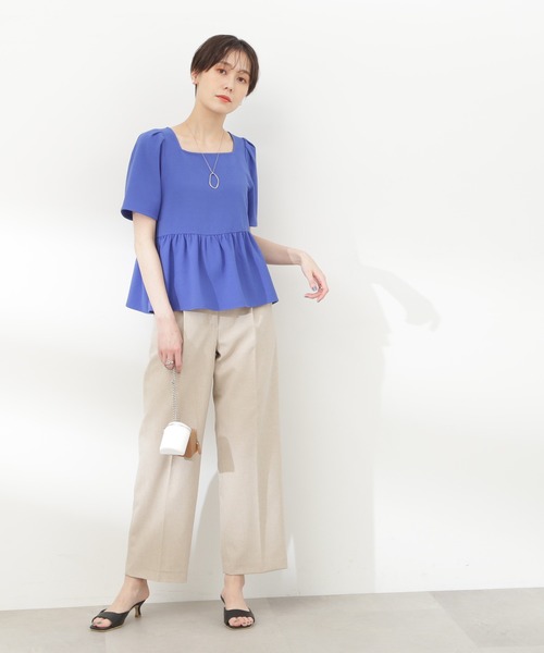 N.（N. Natural Beauty Basic）（エヌエヌナチュラルビューティーベーシック）の「◆スクエアネックペプラムブラウス（シャツ/ブラウス・レディース・ブルー/ネイビー/オフホワイト・MEDIUM）」の11枚目の写真