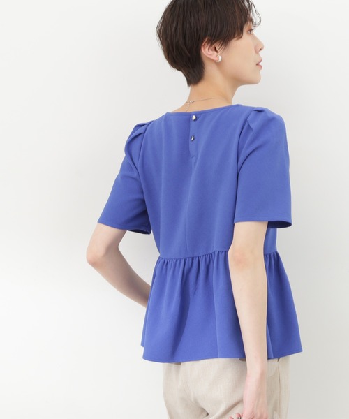 N.（N. Natural Beauty Basic）（エヌエヌナチュラルビューティーベーシック）の「◆スクエアネックペプラムブラウス（シャツ/ブラウス・レディース・ブルー/ネイビー/オフホワイト・MEDIUM）」の7枚目の写真