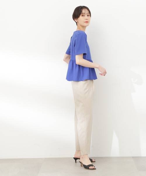 N.（N. Natural Beauty Basic）（エヌエヌナチュラルビューティーベーシック）の「◆スクエアネックペプラムブラウス（シャツ/ブラウス・レディース・ブルー/ネイビー/オフホワイト・MEDIUM）」の5枚目の写真