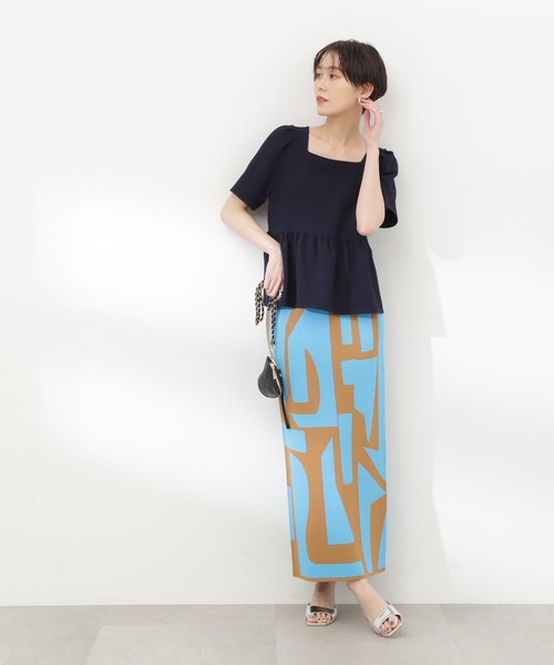 N.（N. Natural Beauty Basic）（エヌエヌナチュラルビューティーベーシック）の「◆スクエアネックペプラムブラウス（シャツ/ブラウス・レディース・ブルー/ネイビー/オフホワイト・MEDIUM）」の18枚目の写真