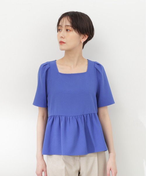 N.（N. Natural Beauty Basic）（エヌエヌナチュラルビューティーベーシック）の「◆スクエアネックペプラムブラウス（シャツ/ブラウス・レディース・ブルー/ネイビー/オフホワイト・MEDIUM）」の15枚目の写真