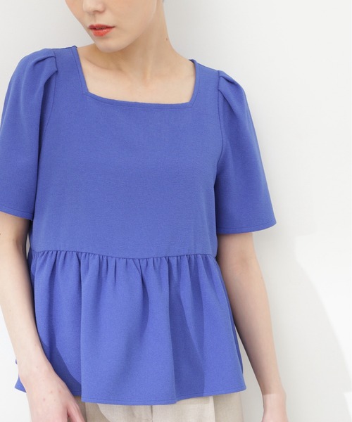 N.（N. Natural Beauty Basic）（エヌエヌナチュラルビューティーベーシック）の「◆スクエアネックペプラムブラウス（シャツ/ブラウス・レディース・ブルー/ネイビー/オフホワイト・MEDIUM）」の17枚目の写真