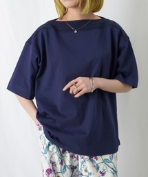 LC/LLL リブボートネックプルオーバー / リブ切替Ｔシャツ