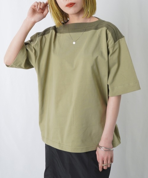 LUCA/LADY LUCK LUCA(ルカ/レディラックルカ)の「LC/LLL リブボートネックプルオーバー / リブ切替Tシャツ(Tシャツ/カットソー・レディース・ベージュ/ネイビー/ブルー/カーキ・FREE)」の3枚目の写真