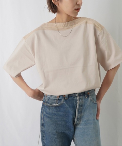 LUCA/LADY LUCK LUCA(ルカ/レディラックルカ)の「LC/LLL リブボートネックプルオーバー / リブ切替Tシャツ(Tシャツ/カットソー・レディース・ベージュ/ネイビー/ブルー/カーキ・FREE)」の8枚目の写真