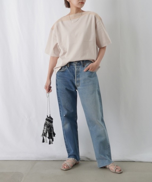 LUCA/LADY LUCK LUCA(ルカ/レディラックルカ)の「LC/LLL リブボートネックプルオーバー / リブ切替Tシャツ(Tシャツ/カットソー・レディース・ベージュ/ネイビー/ブルー/カーキ・FREE)」の20枚目の写真