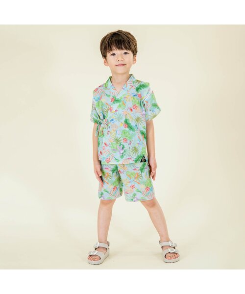 BIT'Z(ビッツ)の「ボタニカル総柄甚平スーツ(浴衣・キッズ・キナリ/サックスブルー・80/90/95/100/110/120)」の9枚目の写真