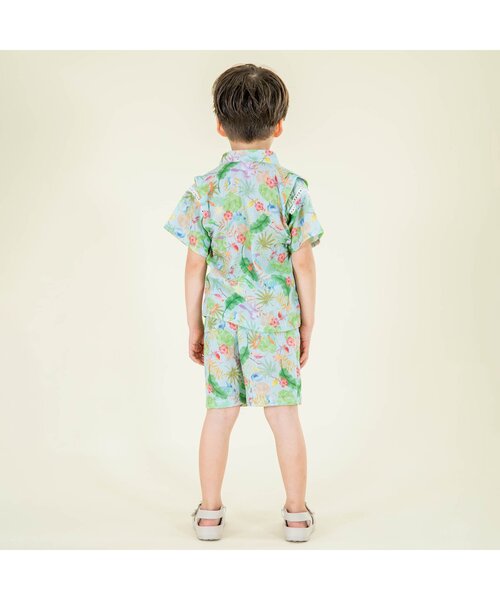 BIT'Z(ビッツ)の「ボタニカル総柄甚平スーツ(浴衣・キッズ・キナリ/サックスブルー・80/90/95/100/110/120)」の12枚目の写真