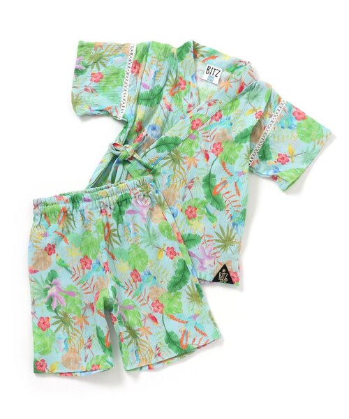 BIT'Z(ビッツ)の「ボタニカル総柄甚平スーツ(浴衣・キッズ・キナリ/サックスブルー・80/90/95/100/110/120)」の18枚目の写真