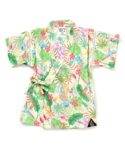 BIT'Z(ビッツ)の「ボタニカル総柄甚平スーツ(浴衣・キッズ・キナリ/サックスブルー・80/90/95/100/110/120)」の13枚目の写真