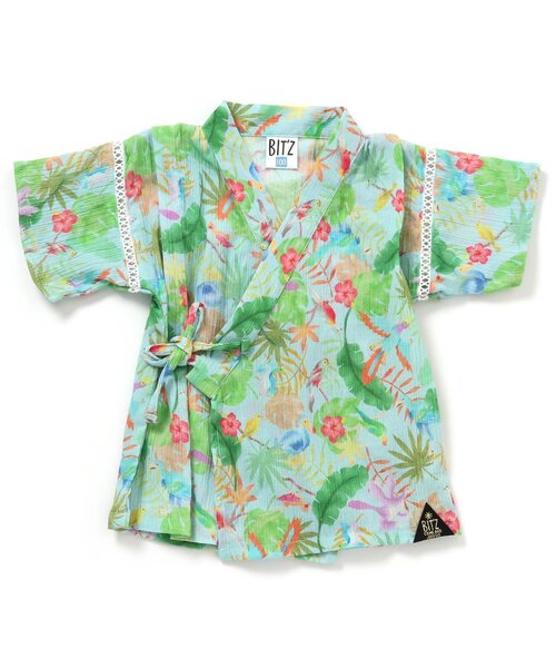 BIT'Z(ビッツ)の「ボタニカル総柄甚平スーツ(浴衣・キッズ・キナリ/サックスブルー・80/90/95/100/110/120)」の19枚目の写真