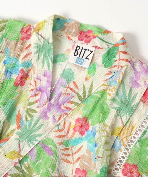 BIT'Z(ビッツ)の「ボタニカル総柄甚平スーツ(浴衣・キッズ・キナリ/サックスブルー・80/90/95/100/110/120)」の6枚目の写真