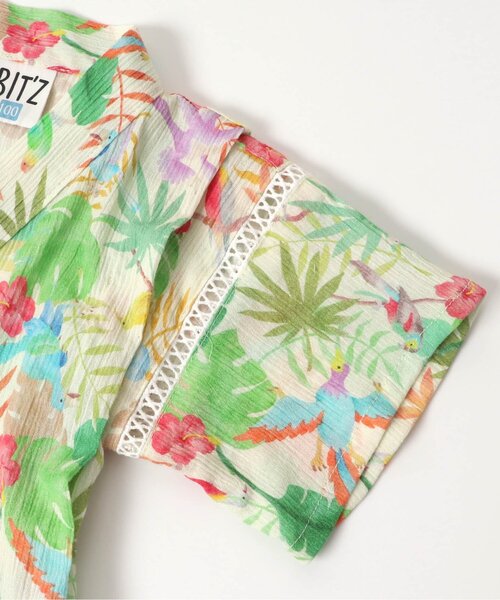 BIT'Z(ビッツ)の「ボタニカル総柄甚平スーツ(浴衣・キッズ・キナリ/サックスブルー・80/90/95/100/110/120)」の4枚目の写真