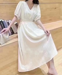 【MAISON BREEZE】Vネックウエストデザインワンピース KNF012