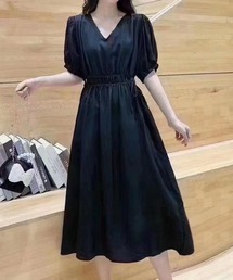 【MAISON BREEZE】Vネックウエストデザインワンピース KNF012