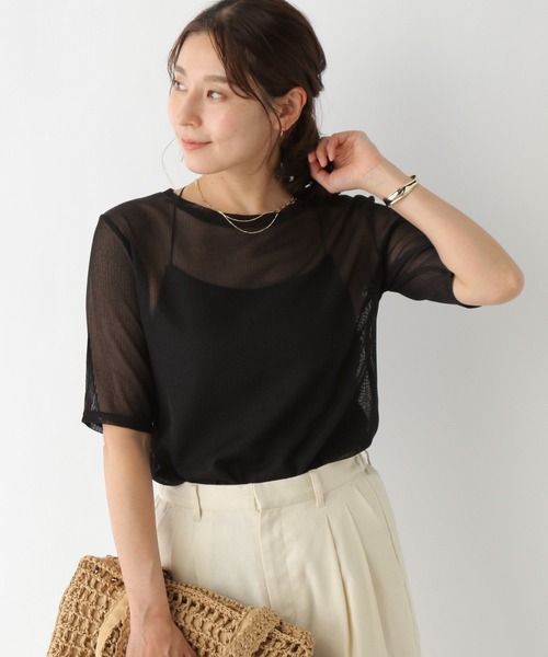 LEPSIM（レプシィム）の「ストライプシアープルオーバー　198468（Tシャツ/カットソー・レディース・ブラック/ベージュ/ライトパープル・FREE）」の2枚目の写真