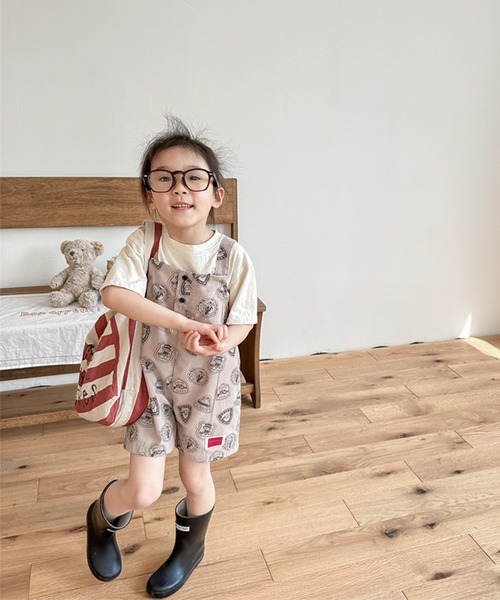 aimoha（アイモハ）の「【aimoha-KIDS】子供服 アメカジ総柄サロペット (SS)（サロペット/オーバーオール・キッズ・ブラウン/ブルー・80/90/100/110/120/130）」の6枚目の写真