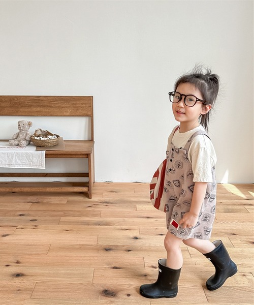 aimoha（アイモハ）の「【aimoha-KIDS】子供服 アメカジ総柄サロペット (SS)（サロペット/オーバーオール・キッズ・ブラウン/ブルー・80/90/100/110/120/130）」の7枚目の写真