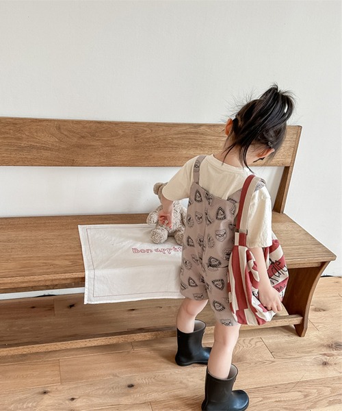 aimoha（アイモハ）の「【aimoha-KIDS】子供服 アメカジ総柄サロペット (SS)（サロペット/オーバーオール・キッズ・ブラウン/ブルー・80/90/100/110/120/130）」の8枚目の写真