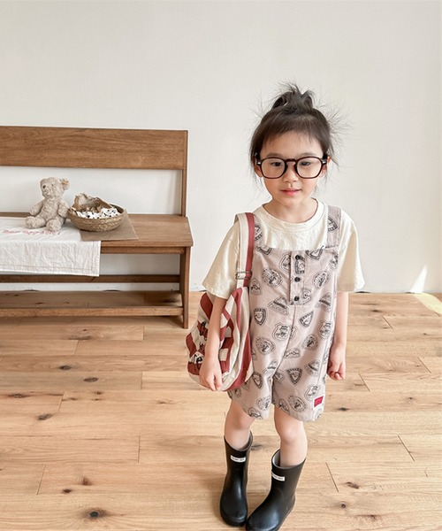 aimoha（アイモハ）の「【aimoha-KIDS】子供服 アメカジ総柄サロペット (SS)（サロペット/オーバーオール・キッズ・ブラウン/ブルー・80/90/100/110/120/130）」の9枚目の写真